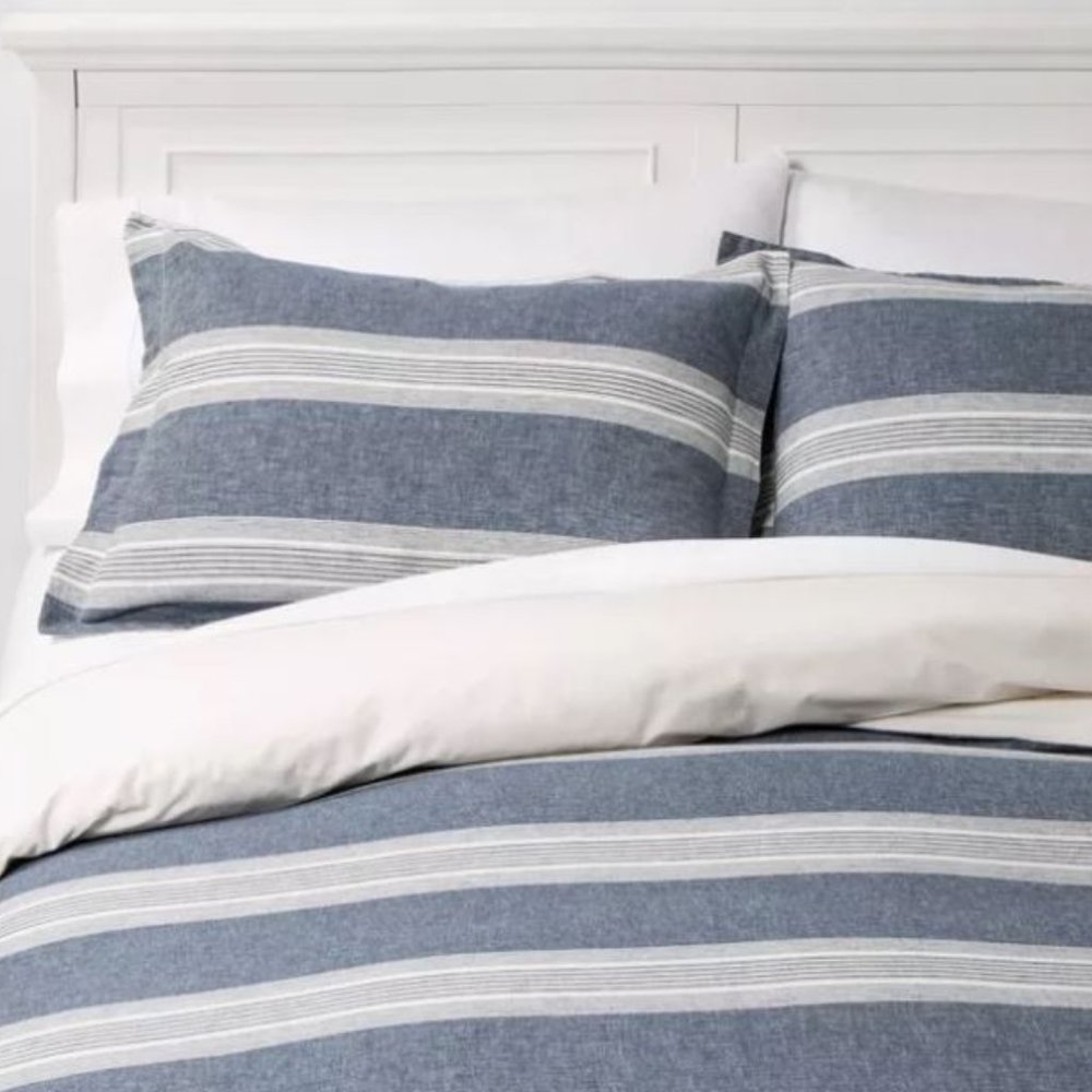 Full/Queen Yarn Dyed Stripped Duvet & Sham Set
